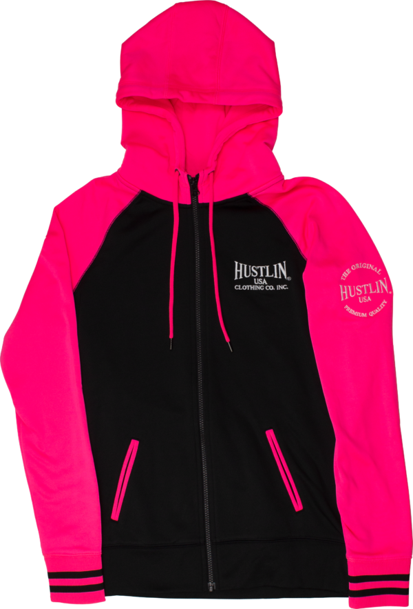 Hustlin USA -  Ladies Pink Zip Up Sweatshirt